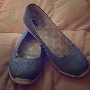 Blue denim slip on shoes